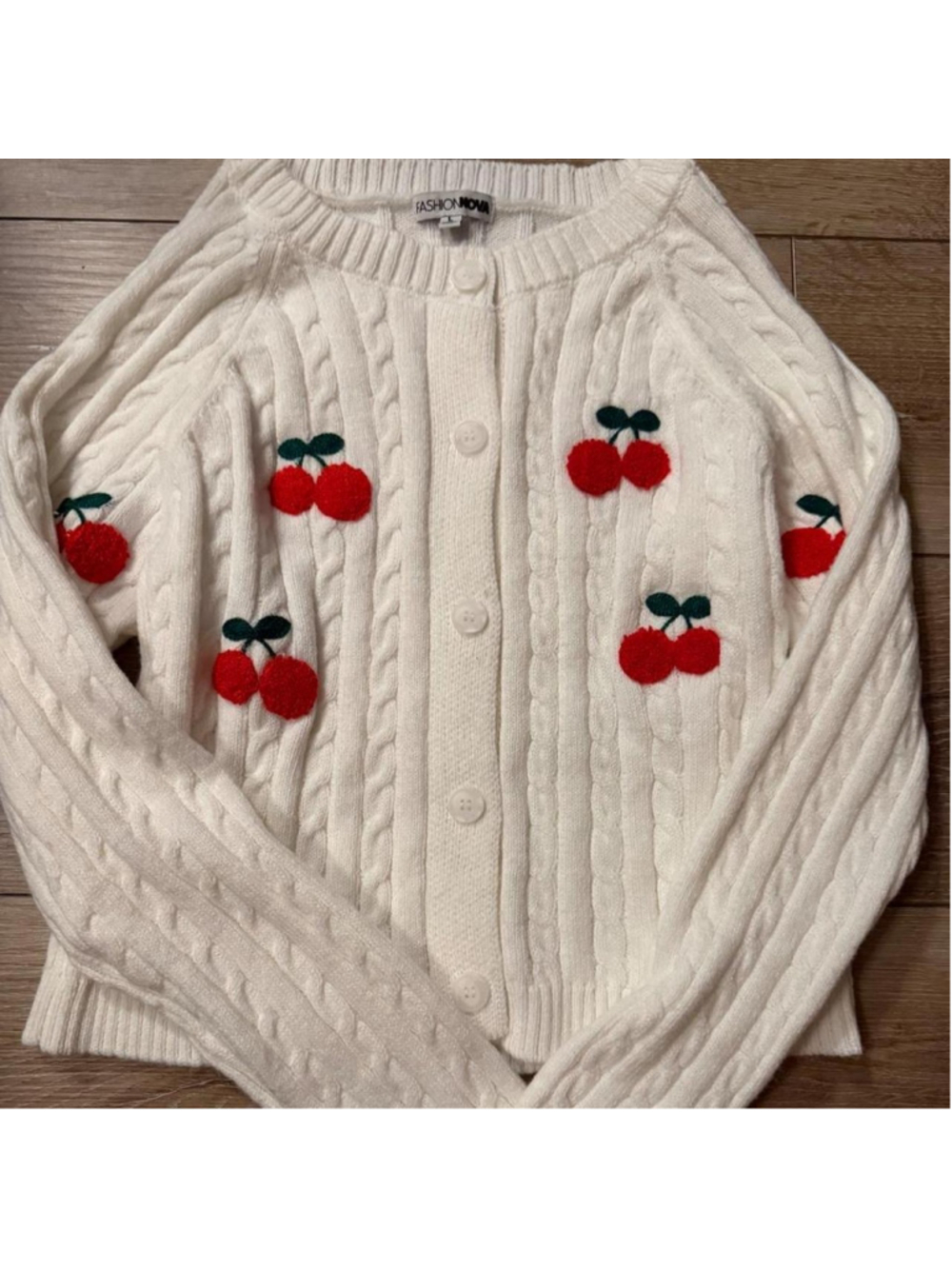 Cherry cable knit cardigan